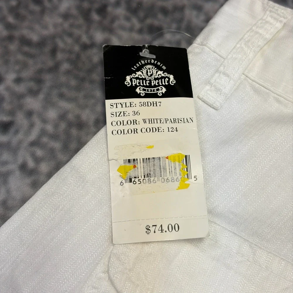 NWT Vintage Pelle Pelle Cargo Shorts Mens 36 White Baggy Hip-Hop Skater Y2K